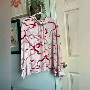 pink red print tunic top